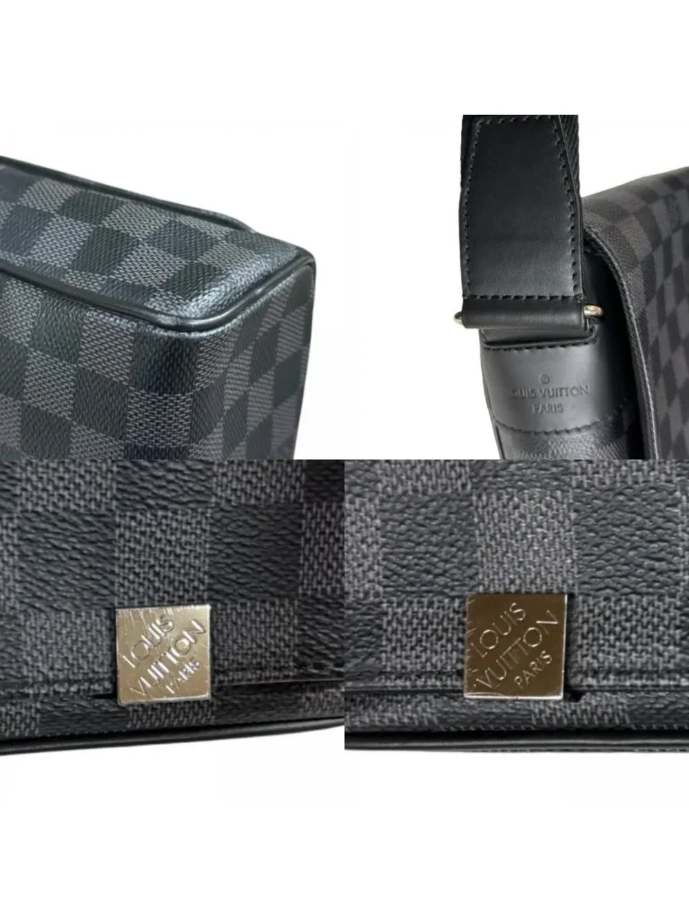 Louis Vuitton District MM NM Damier Graphite Shoulder Bag Canvas Black Vintage